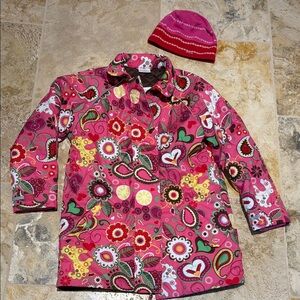 Colorful Hanna Andersson Floral Coat and Beanie Set